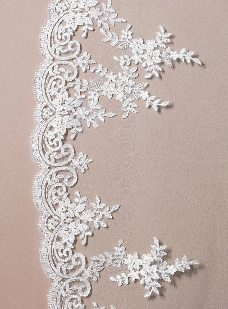 Sluier Met Italiaanse Kant S115-300/1/MED | Poirier - Afbeelding 3