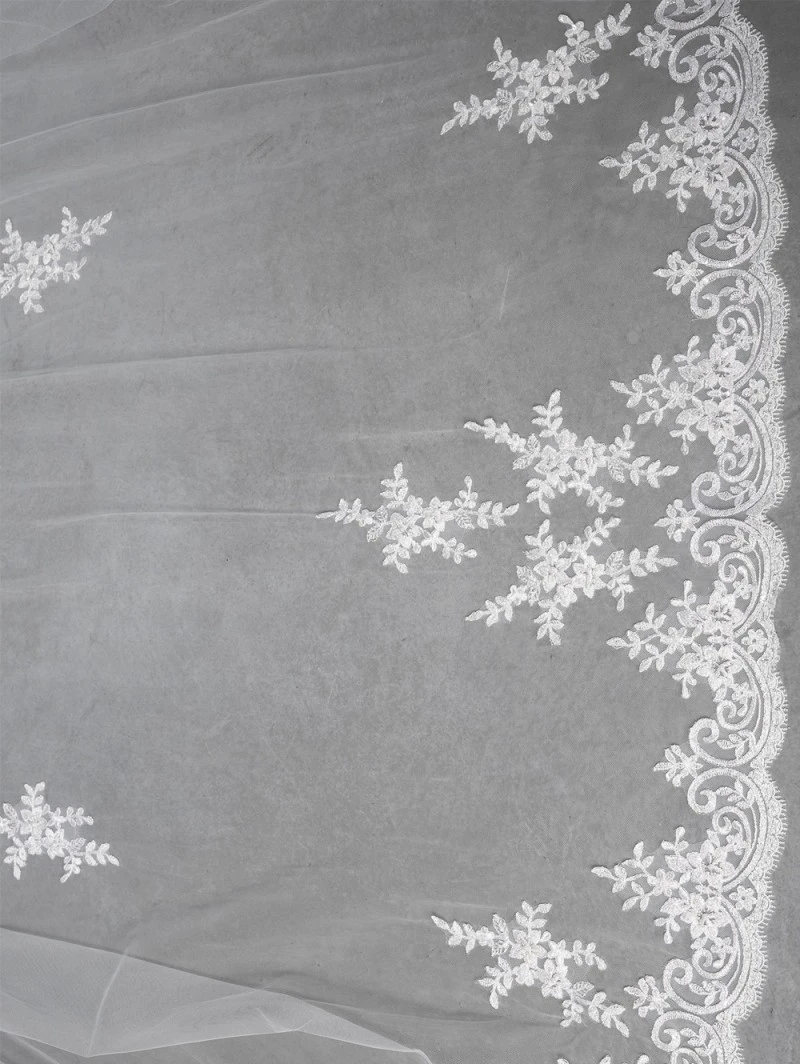 Sluier Met Italiaanse Kant S115-300/1/MED | Poirier - Afbeelding 5