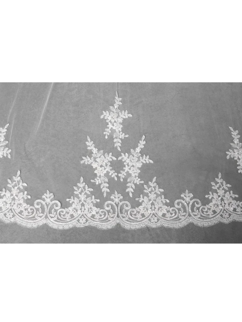 Sluier Met Italiaanse Kant S115-300/1/MED | Poirier - Afbeelding 4